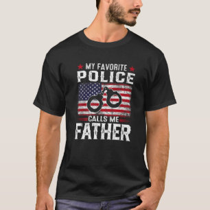 Camiseta Hombres Bandera Americana Mi Policía Favorita Me L