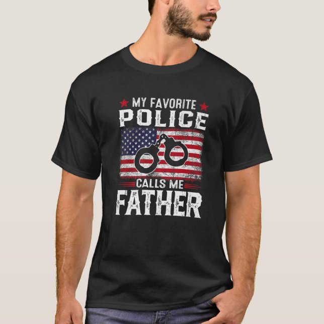 Camiseta Hombres Bandera Americana Mi Policía Favorita Me L (Anverso)
