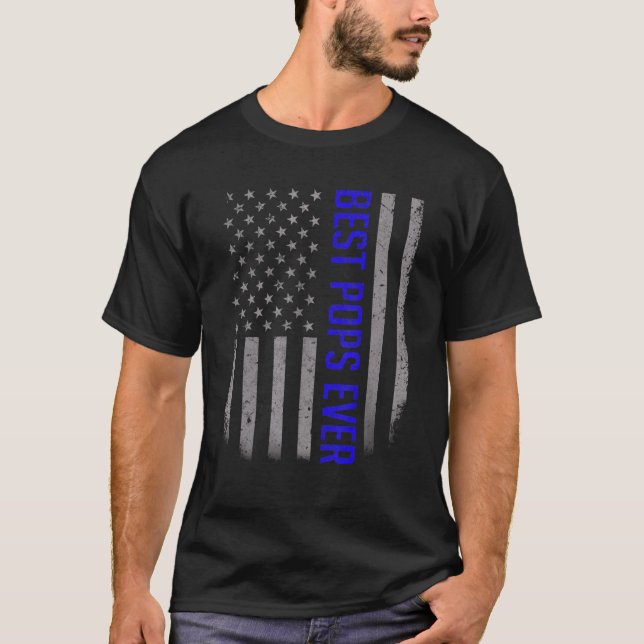 Camiseta Hombres Bandera Americana Papá por el mejor pop de (Anverso)