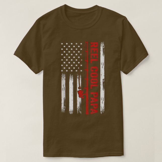 Camiseta Hombres Bandera Americana Pesca Reel Guay Papa Pad (Diseño del anverso)