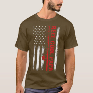 Camiseta Hombres Bandera Americana Pesca Reel Guay Papa Pad