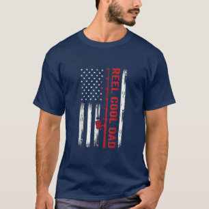Camiseta Hombres Bandera Americana Reel de pesca Guay Dad P