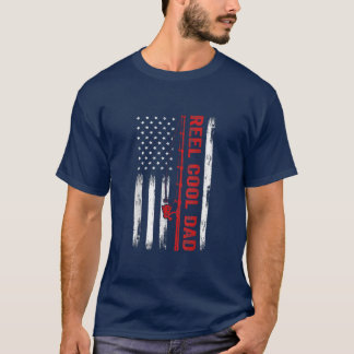 Camiseta Hombres Bandera Americana Reel de pesca Guay Dad P