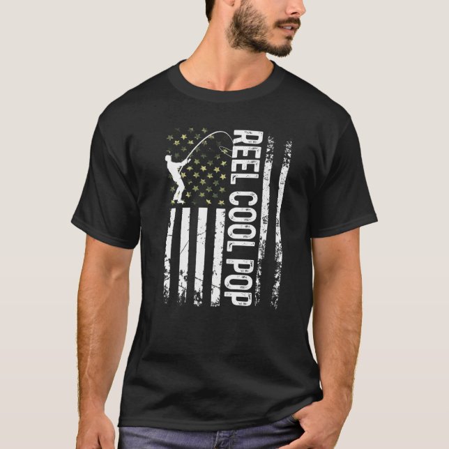 Camiseta Hombres Bandera Americana Reel Guay Pop Para Papi  (Anverso)