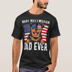 Camiseta Hombres Bandera Americana Rottweiler Dad Dog