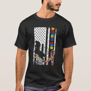 Camiseta Hombres Bandera Americana Y Consciente Del Autismo