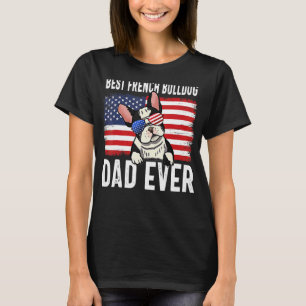 Camiseta Hombres Bandera Estadounidense Bulldog Francés Pap