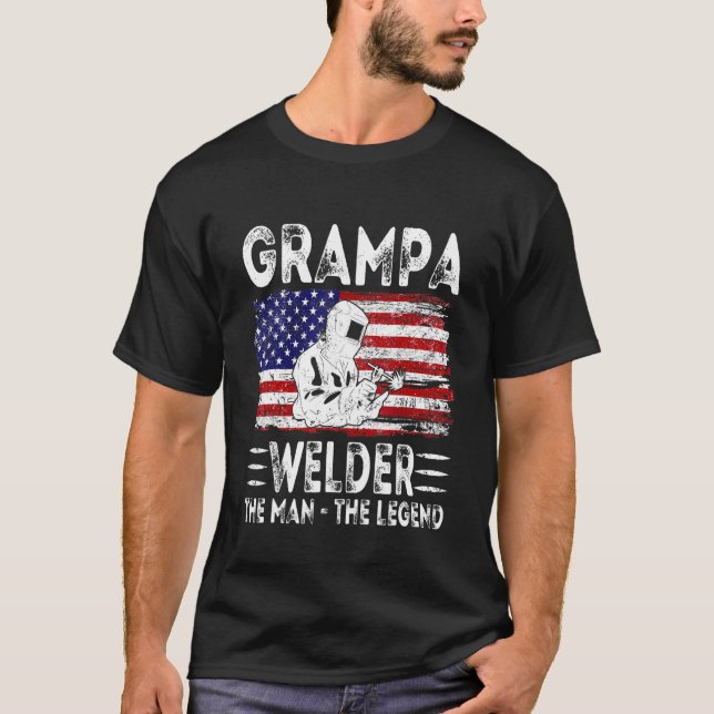 Camiseta Hombres Bandera Estadounidense Grampa Welder The M (Anverso)