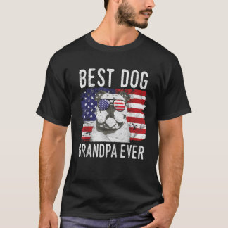 Camiseta Hombres Bandera Estadounidense Mejor Abuelo Perro 