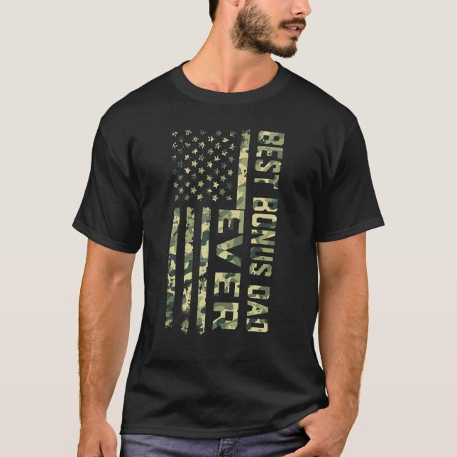 Camiseta Hombres Bandera Estadounidense Mejor Bono Padre Nu (Anverso)
