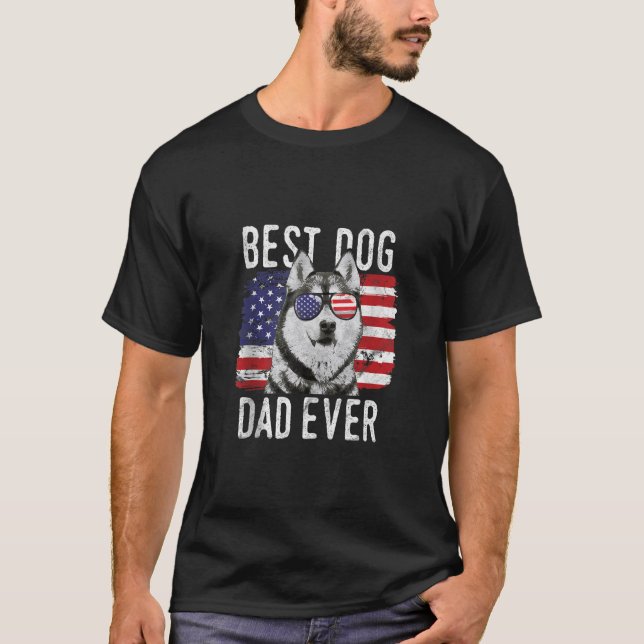 Camiseta Hombres Bandera Estadounidense Mejor Padre Perro Q (Anverso)