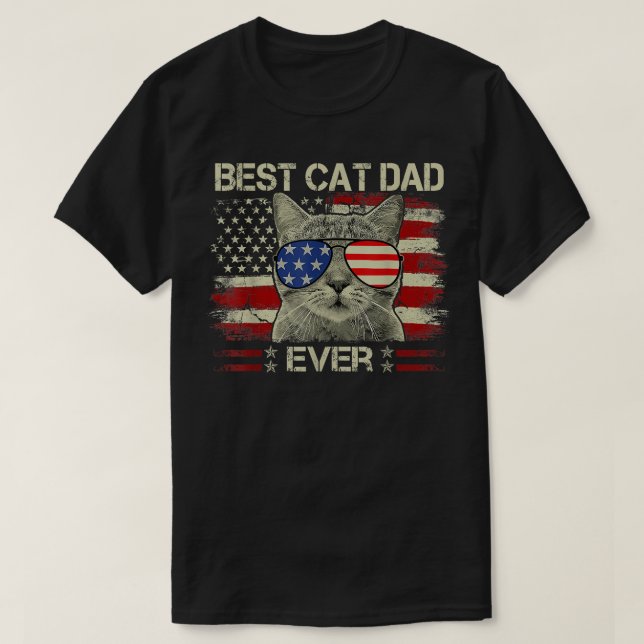 Camiseta Hombres Bandera Estadounidense Mejor Papá Gato Nun (Diseño del anverso)