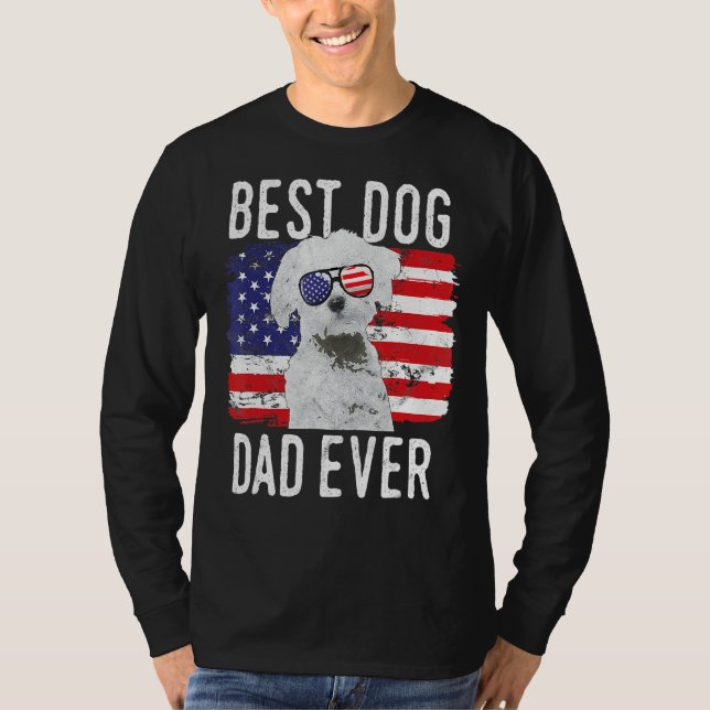 Camiseta Hombres Bandera Estadounidense Mejor Papa Perro Ja (Anverso)