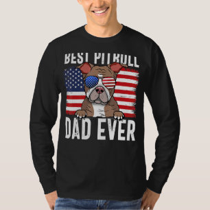 Camiseta Hombres Bandera Estadounidense Pitbull Dad Dog For