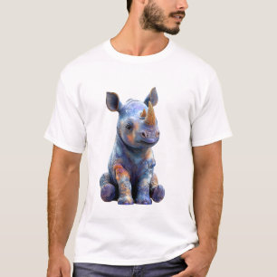 Camiseta Hombres Bebés Rinoceronte Cósmico Irisado