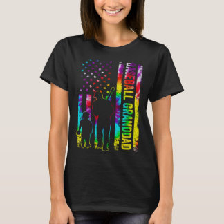 Camiseta Hombres Béisbol Abuelo Bandera Americana Tye