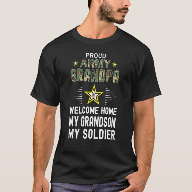 Camiseta Hombres Bienvenidos A Casa Mi Nieto Mi Soldado Hom (Anverso)