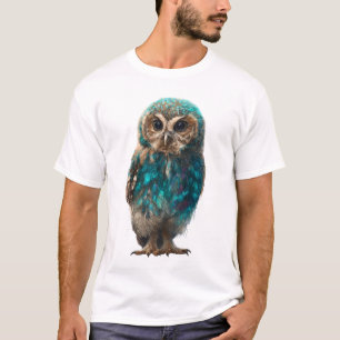 Camiseta Hombres búhos nocturnos emplumados de color verde