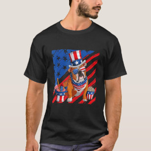 Camiseta Hombres Bulldog Inglés Bandera Estadounidense De b
