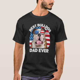 Camiseta Hombres Bulldog Papá Bandera Estadounidense El Bul