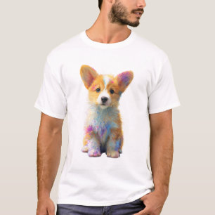 Camiseta Hombres cachorro Corgi salpicadura artística