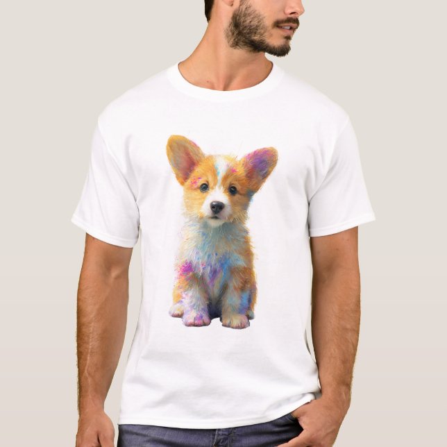 Camiseta Hombres cachorro Corgi salpicadura artística (Anverso)