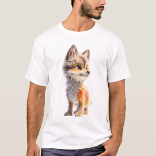 Camiseta Hombres cachorros de zorro rojos naranjas esponjos