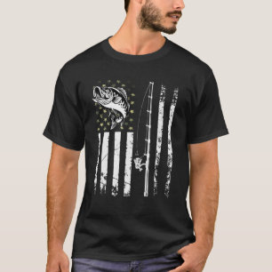 Camiseta Hombres Camuflaje de Pesca Patriótico Bandera USA 