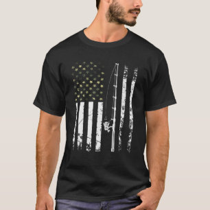 Camiseta Hombres Camuflaje de Pesca Patriótico Bandera USA 