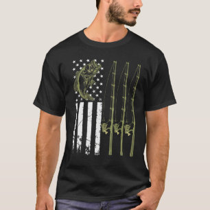 Camiseta Hombres Camuflaje Patriótico De Pesca Usan Bandera