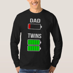 Camiseta Hombres Cansado Papá Batería Baja Gemelos Carga Co