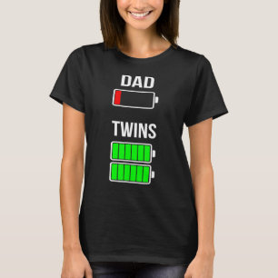 Camiseta Hombres Cansado Papá Batería Baja Gemelos Carga Co