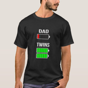 Camiseta Hombres cansados papá con baja batería Gemelos de