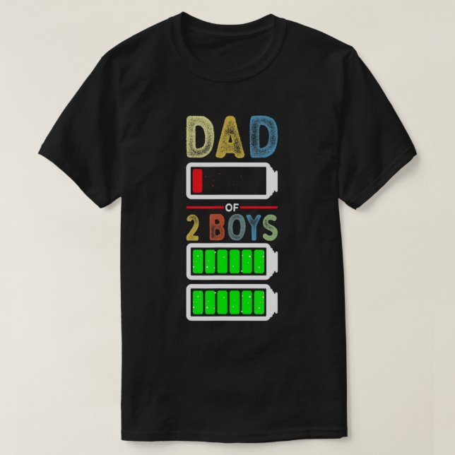Camiseta Hombres cansados papá de dos niños con batería baj (Diseño del anverso)