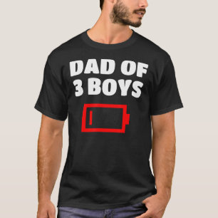 Camiseta Hombres Cansados Papá De Tres Niños Batería Baja P
