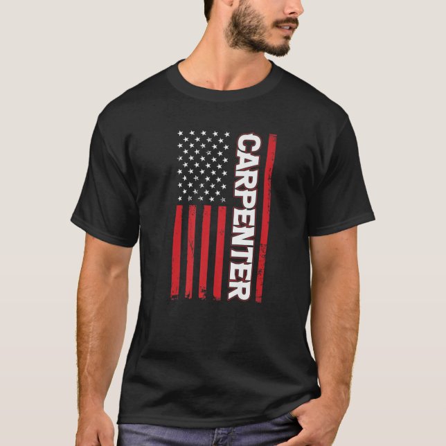 Camiseta Hombres Carpintero Bandera Americana Patriótica 4  (Anverso)