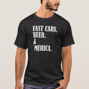 Camiseta Hombres Cerveza de Coches Rápidos y América para e