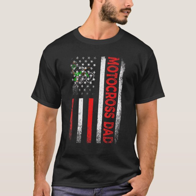 Camiseta Hombres Clásicos Retro Bandera Estadounidense Moto (Anverso)