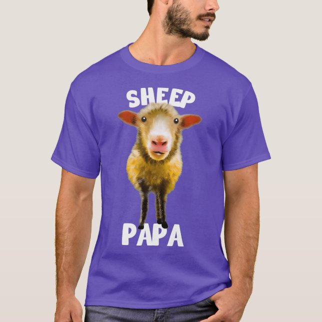 Camiseta Hombres Coloridos Ovejas Me Encantan Mi Papa Oveja (Anverso)