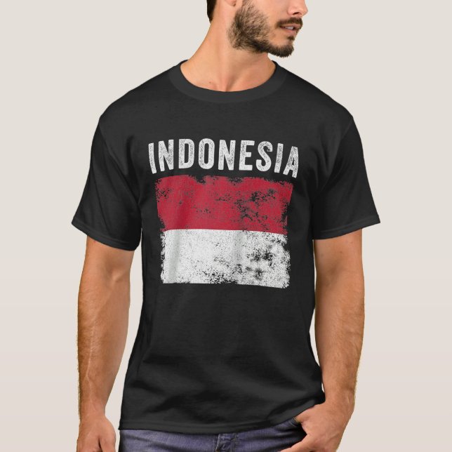 Camiseta Hombres con bandera de Indonesia mujeres niños con (Anverso)