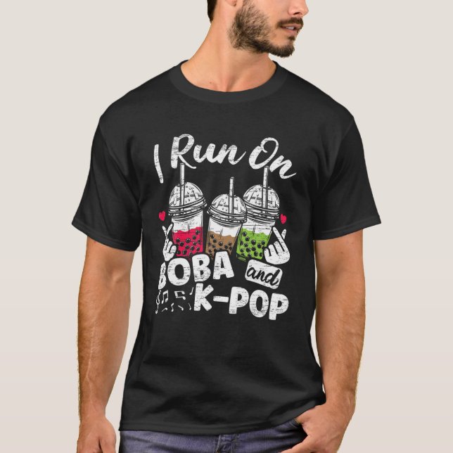Camiseta Hombres Con Boba Y K-Pop Boba Tea Cute Burbuja (Anverso)