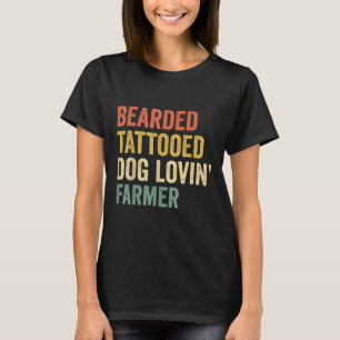 Camiseta Hombres Con Cabeza De Tatuoed Perro Amante Barba D