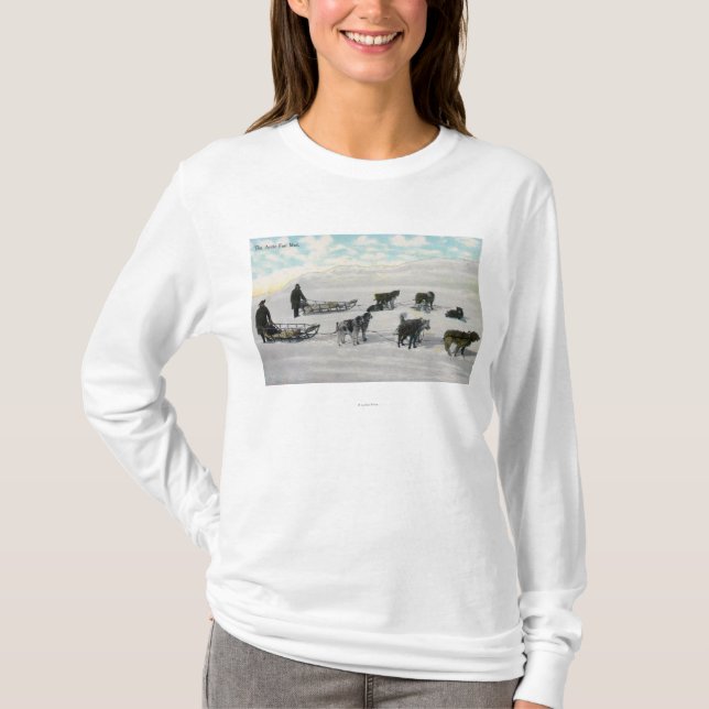 Camiseta Hombres con el "correo rápido ártico" Dogsled (Anverso)