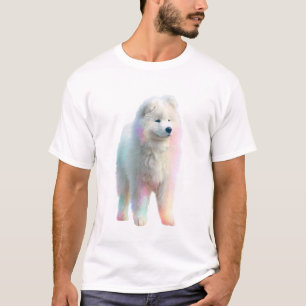 Camiseta Hombres con Fluff de Samoyed Prismático Pastel