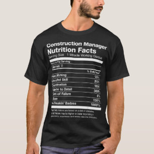 Camiseta Hombres Constructor Gerente Nutrición Hechos Graci