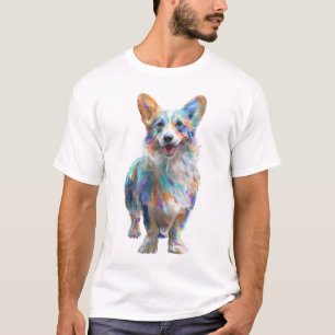 Camiseta Hombres Corgi Artísticos de Múltiples Colores Vibr