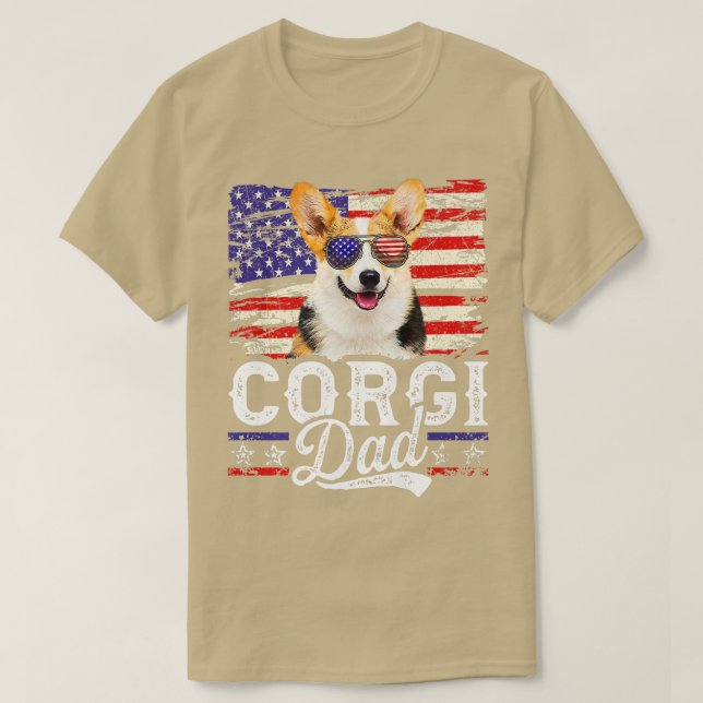 Camiseta Hombres Corgi Dad Usa Flag Patriotic Fathers Day11 (Diseño del anverso)