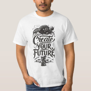 Camiseta Hombres Crear Su Futuro Inspirador Místico Blanco 