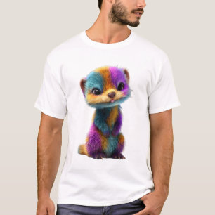 Camiseta Hombres Criatura Comadreja Peluda Arcoíris Vibrant