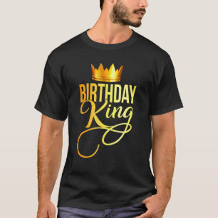 Camiseta Hombres Cumpleaños Rey Niño Corona Fiesta Oro Escu